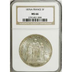 France: Third Republic 5 Francs 1876A, KM820.1,