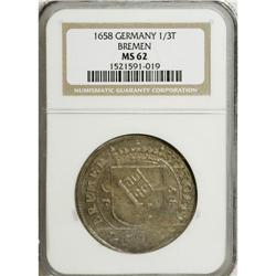 German States-Bremen: Bremen. 1/3 Taler 1658, KM