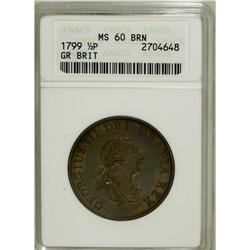 Great Britain: George III Halfpenny 1799, KM-647