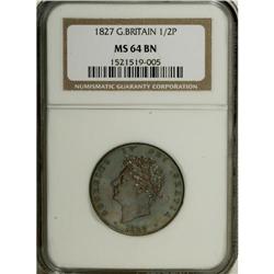 Great Britain: George IV Halfpenny 1827, KM-692,