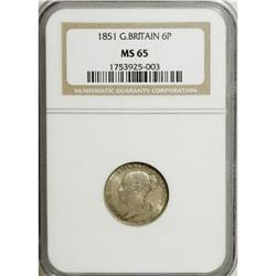 Great Britain: Victoria Young Head Sixpence 1851