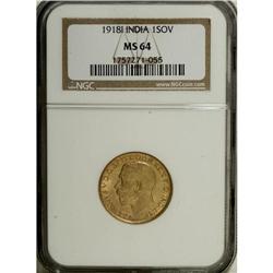 India: British George V gold Sovereign 1918I, KM