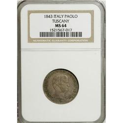 Italy-Tuscany: Tuscany. Leopold II Paolo 1843, K