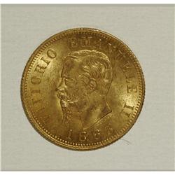 Italy: Vittorio Emanuele II gold 10 Lire 1863T-B