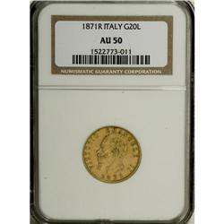 Italy: Vittorio Emanuele II gold 20 Lire 1871R,