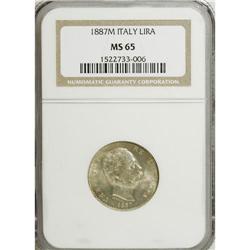 Italy: Umberto I Lira 1887M, KM24.2, MS65 NGC, a