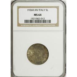 Italy: Vittorio Emanuele III 5 Lire 1936R XIV, K