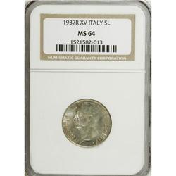 Italy: Vittorio Emanuele III 5 Lire 1937R XV, KM