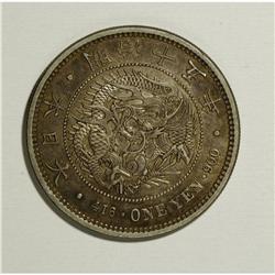 Japan: Meiji 15 (1882) Yen, KM-YA25.2, nicely to
