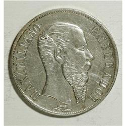Mexico: Maximilian Peso 1866-Mo, KM-388.1, XF wi