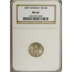 Norway: Oscar II 25 Ore 1899, KM360, MS64 NGC, f
