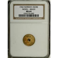 Norway: London Set 25 Ore 1942, KM392, MS64 NGC,