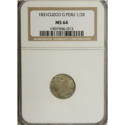 Peru: Republic 1/2 Real 1831-G Cuzco, KM144.2, M