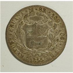 Peru: Republic 8 Reales 1855-MB Lima, KM142.10a,