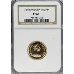 Rhodesia: Elizabeth II gold Pound 1966, KM6, Pro