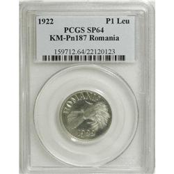 Romania: Nickel Pattern 1 Leu 1922, KM-PN187, Sp