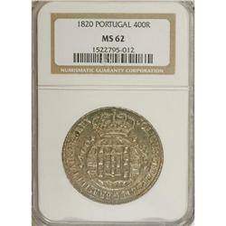 Portugal: Joao VI 400 Reis 1820, KM358, MS62 NGC