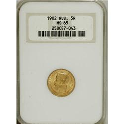 Russia: Nicholas II gold 5 Roubles 1902, KM-Y62,