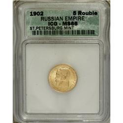 Russia: Nicholas II gold 5 Roubles 1902, KM-Y62,