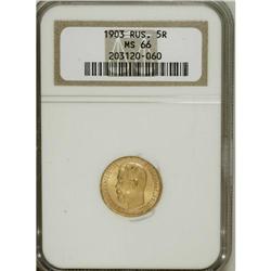 Russia: Nicholas II gold 5 Roubles 1902, KM-Y62,