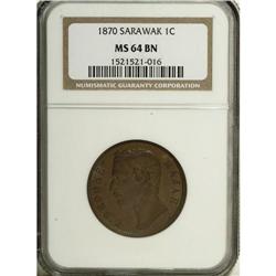 Sarawak: C. Brooke Cent 1870, KM6, MS64 Brown NG