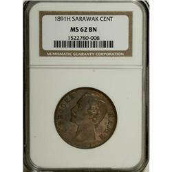 Sarawak: C. Brooke Cent 1891H, KM6, MS62 Brown N