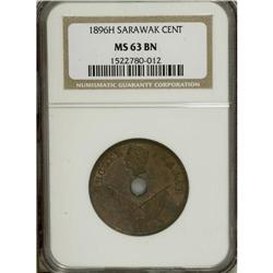 Sarawak: C. Brooke Cent 1896H, KM7, MS63 Brown N