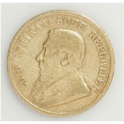 South Africa: ZAR gold Pond 1898, KM10.2, F-VF.