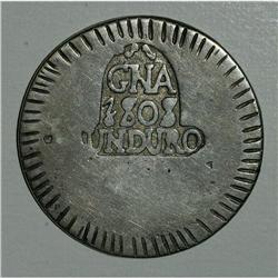 Spain: Gerona 5 Pesetas 1808, KM10, crude VF, sc