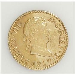 Spain: Ferdinand VII gold 1/2 Escudo 1817-GJ Mad