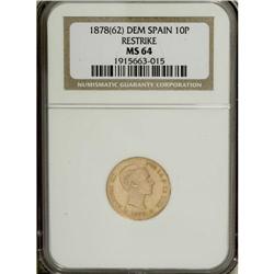 Spain: Alfonso XII gold restrike 10 Pesetas 1878