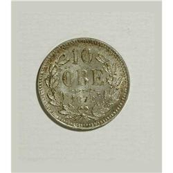 Sweden: Oscar II 10 Ore 1872-ST, KM727, toned AU