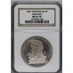 Switzerland: Fribourg. 5 Francs Shooting Taler 1