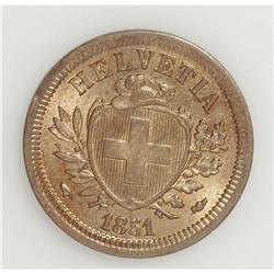 Switzerland: Confederation. 1 bronze Rappen, 185