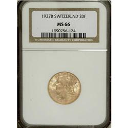 Switzerland: Confederation. Gold 20 Francs 1927-