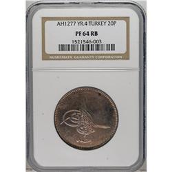 Turkey: Abdul Aziz 20 Para 1277/4, KM701, Proof