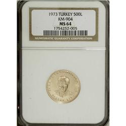 Turkey: Republic gold 500 Lira 1973, KM904, MS64