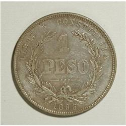 Uruguay: Republic Peso 1893 9/7 overdate, KM17a,