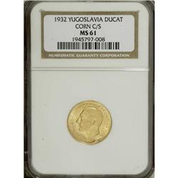 Yugoslavia: Alexander gold Ducat 1932 Corn C/S,