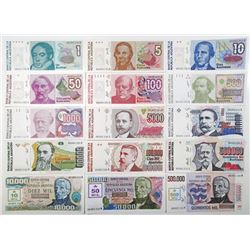 Banco Central de la Republica Argentina. 1985-1991. Lot of 15 Issued Notes.
