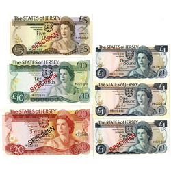 States of Jersey Group of Issued and Specimen Banknotes, 1976-1988