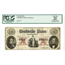 C.S.A., 1861, $10, T-26, PCGS VF 25.