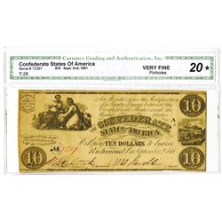 C.S.A., 1861, $10, T-28, CGA VF 20.