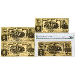 C.S.A., 1861, $20, T-20, Banknote Quartet