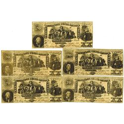 C.S.A., 1861, $20, T-20, Banknote Quintet