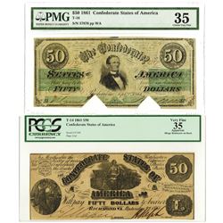 C.S.A., 1861, $50, T-14 and T-16 Banknote Pair