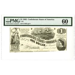 C.S.A., 1862, $1, T-44, PMG Unc 60.