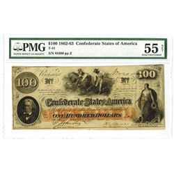 C.S.A., 1862-63, $100, T-41, PMG AU 55.