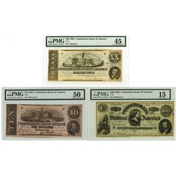 C.S.A., 1862 $5 to $100, T49; T-51 (2); T-52; andT-53 Banknote Quintet