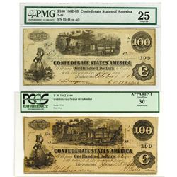 C.S.A., 1862-63 $100, T-39 and T-40 Banknote Pair